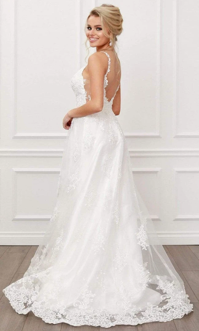 Nox Anabel - C461 Lace Applique Long A-Line Wedding Gown 6 Nox Anabel - C461 Lace Applique Long A-Line Wedding Gown