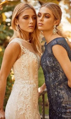 Nox Anabel E1006 - Beaded Applique Evening Dress