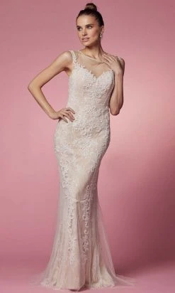Nox Anabel E1006 - Beaded Applique Evening Dress