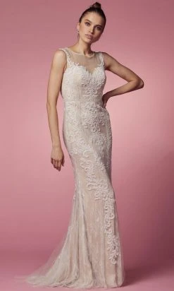 Nox Anabel E1006 - Beaded Applique Evening Dress