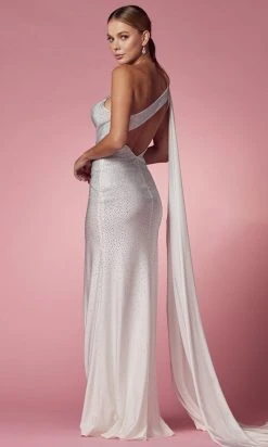 Nox Anabel E1039W - Beaded Asymmetric Bridal Dress
