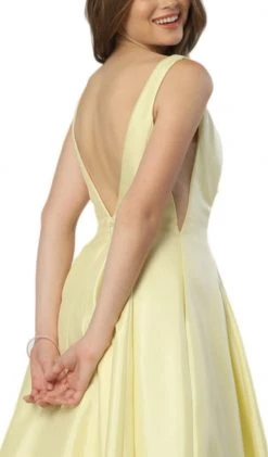 Nox Anabel - E156P Deep V-neck Pleated A-line Dress 13 Nox Anabel - E156P Deep V-neck Pleated A-line Dress