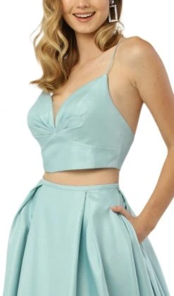 Nox Anabel - E161 Sleeveless Sweetheart Crop Top Two-Piece A-Line Gown