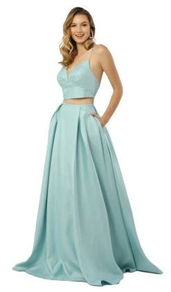 Nox Anabel - E161 Sleeveless Sweetheart Crop Top Two-Piece A-Line Gown