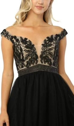 Nox Anabel - E166 Beaded Deep Off-Shoulder Ballgown