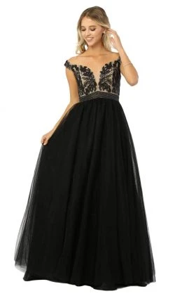 Nox Anabel - E166 Beaded Deep Off-Shoulder Ballgown