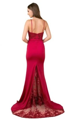 Nox Anabel - E276 Sequined Lace Illusion Paneled Long Gown 8 Nox Anabel - E276 Sequined Lace Illusion Paneled Long Gown