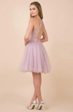 Nox Anabel - E696 Lace Halter A-Line Short Dress 16 Nox Anabel - E696 Lace Halter A-Line Short Dress