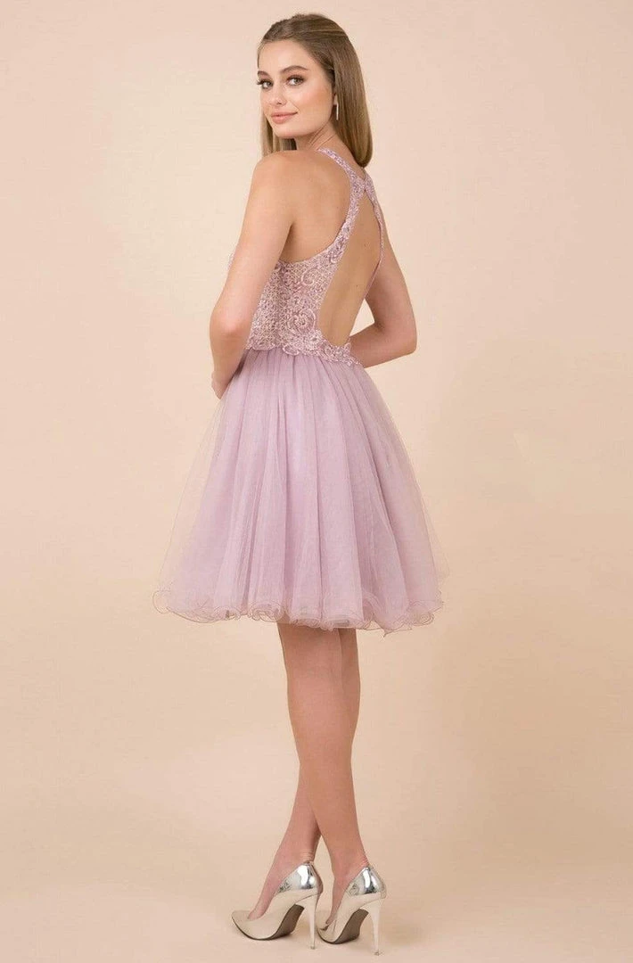 Nox Anabel - E696 Lace Halter A-Line Short Dress 9 Nox Anabel - E696 Lace Halter A-Line Short Dress