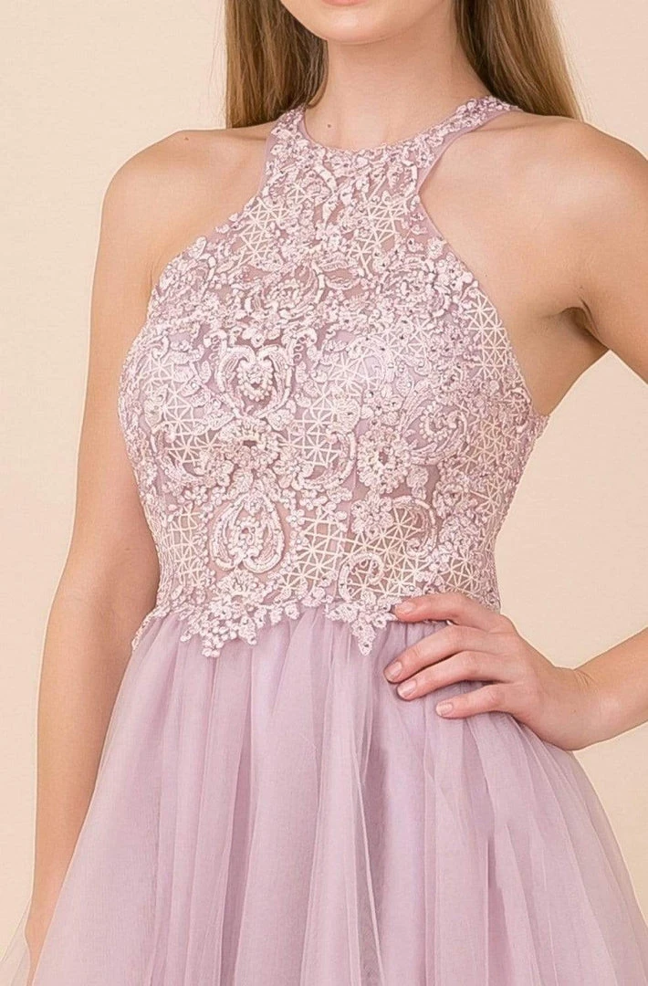 Nox Anabel - E696 Lace Halter A-Line Short Dress 10 Nox Anabel - E696 Lace Halter A-Line Short Dress