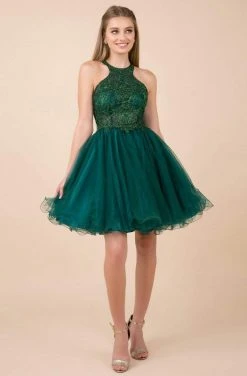 Nox Anabel - E696 Lace Halter A-Line Short Dress 13 Nox Anabel - E696 Lace Halter A-Line Short Dress