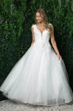Nox Anabel JR930P - Sleeveless Plunging V-neck Wedding Gown