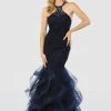 Nox Anabel - M189 Beaded Lace Halter Ruffled Mermaid Dress 2 Nox Anabel - M189 Beaded Lace Halter Ruffled Mermaid Dress