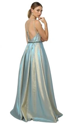 Nox Anabel - M271 Illusion Plunge Glitter A-Line Gown 10 Nox Anabel - M271 Illusion Plunge Glitter A-Line Gown