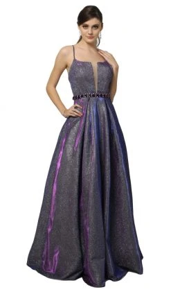 Nox Anabel - M271 Illusion Plunge Glitter A-Line Gown 13 Nox Anabel - M271 Illusion Plunge Glitter A-Line Gown