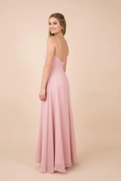 Nox Anabel - Plunging V-neck A-line Dress With Slit R275 - 1 Pc Rose In Size XS Available
