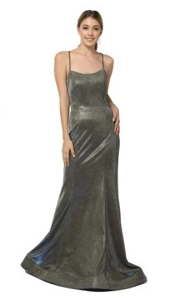 Nox Anabel - R273 Shimmering Halter Neck String Tie Back Mermaid Gown