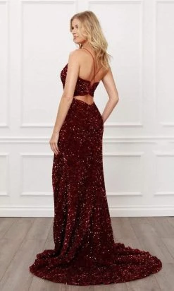 Nox Anabel - R433 Sequined Cut Out Back Long Dress 12 Nox Anabel - R433 Sequined Cut Out Back Long Dress