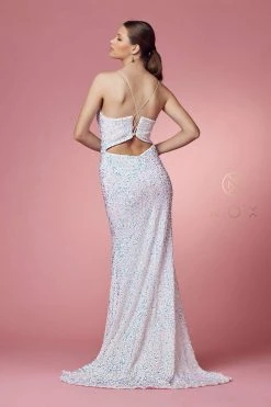 Nox Anabel - R433 Sequined Cut Out Back Long Dress 19 Nox Anabel - R433 Sequined Cut Out Back Long Dress