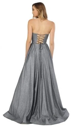 Nox Anabel - T258 Lustrous Strapless Sweetheart A-Line Evening Gown