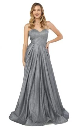 Nox Anabel - T258 Lustrous Strapless Sweetheart A-Line Evening Gown