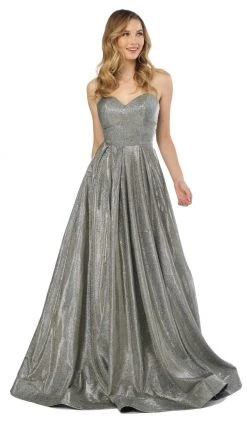 Nox Anabel - T258 Lustrous Strapless Sweetheart A-Line Evening Gown