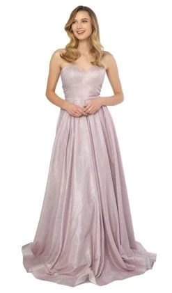 Nox Anabel - T258 Lustrous Strapless Sweetheart A-Line Evening Gown