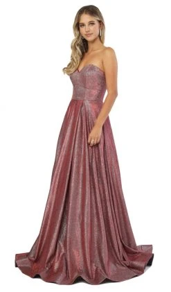 Nox Anabel - T258 Lustrous Strapless Sweetheart A-Line Evening Gown