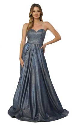 Nox Anabel - T258 Lustrous Strapless Sweetheart A-Line Evening Gown