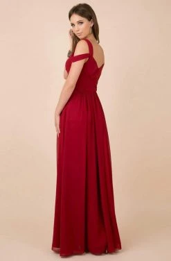 Nox Anabel - Y277P Cold Shoulder V Neckline A-Line High Slit Gown