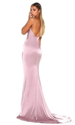Portia And Scarlett - Hugo Gown Spaghetti Strap Ruched Slit Gown