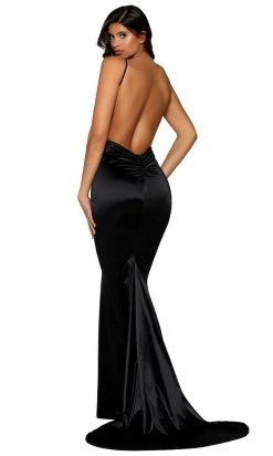 Portia And Scarlett - PS1934 Deep V-Neck Trumpet Dress With Train 22 Portia And Scarlett - PS1934 Deep V-Neck Trumpet Dress With Train