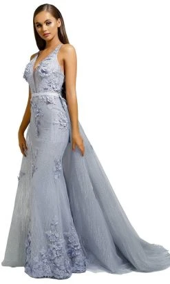 Portia And Scarlett - PS1965S Sleeveless Floral Prom Gown 12 Portia And Scarlett - PS1965S Sleeveless Floral Prom Gown