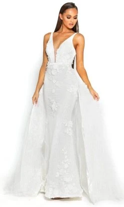 Portia And Scarlett - PS1965S Sleeveless Floral Prom Gown 14 Portia And Scarlett - PS1965S Sleeveless Floral Prom Gown