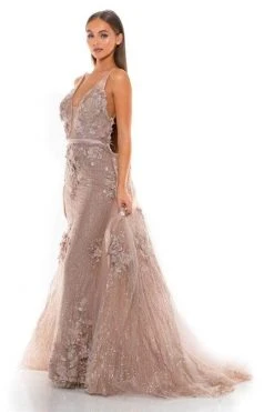 Portia And Scarlett - PS1965S Sleeveless Floral Prom Gown 16 Portia And Scarlett - PS1965S Sleeveless Floral Prom Gown