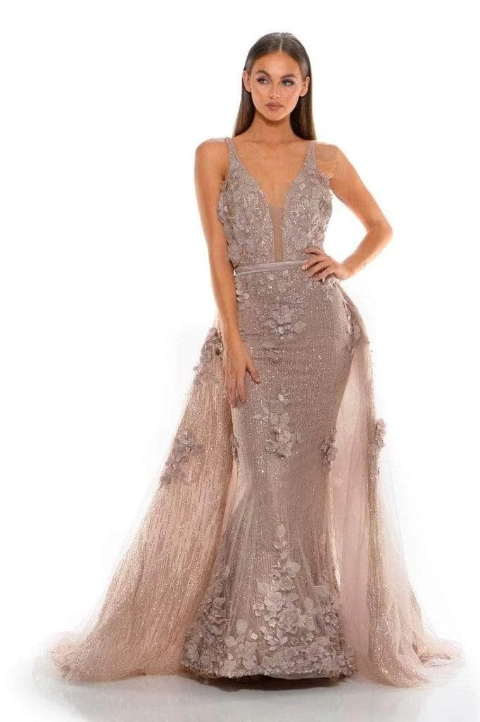 Portia And Scarlett - PS1965S Sleeveless Floral Prom Gown 10 Portia And Scarlett - PS1965S Sleeveless Floral Prom Gown