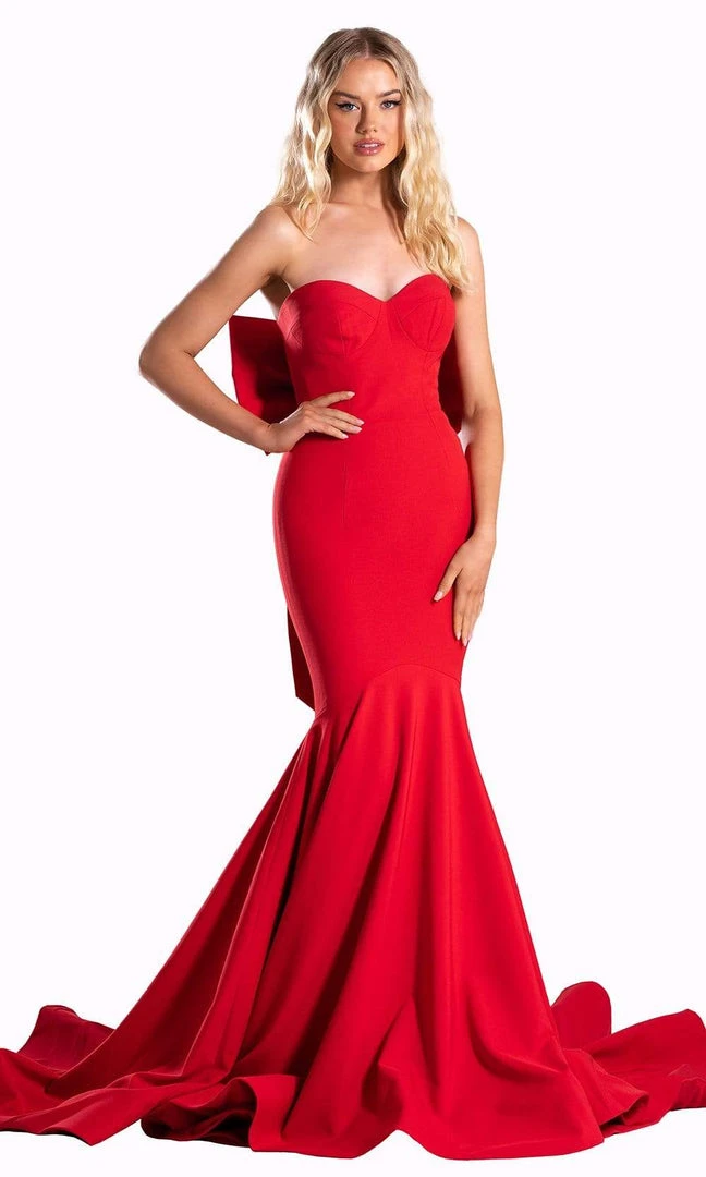 Portia And Scarlett - PS21005 Bow Accented Back Mermaid Gown 3 Portia And Scarlett - PS21005 Bow Accented Back Mermaid Gown