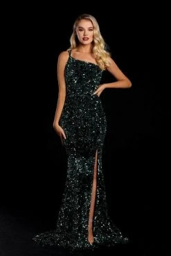 Portia And Scarlett - PS21012 One-Shoulder Sequin Slit Mermaid Gown