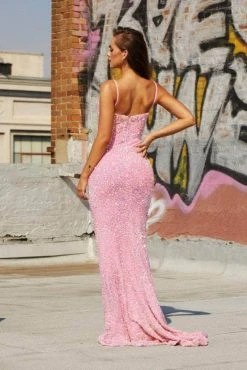 Portia And Scarlett - PS21013 Sequined Plunging V Neck Trumpet Gown