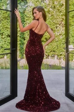Portia And Scarlett - PS21013 Sequined Plunging V Neck Trumpet Gown