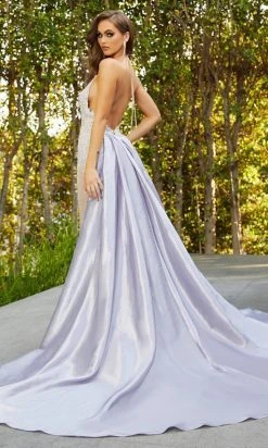 Portia And Scarlett - Ps21040 Plunging Glitter Overskirt Gown