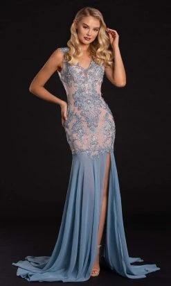 Portia And Scarlett - PS21103 Jeweled Embroidery Trumpet Gown