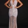 Portia And Scarlett - PS21107 Stripe Embellished Plunging Halter Gown 2 Portia And Scarlett - PS21107 Stripe Embellished Plunging Halter Gown
