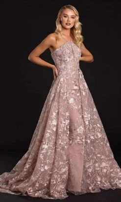 Portia And Scarlett - PS21184 Applique Halter Dress With Overskirt