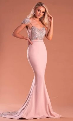 Portia And Scarlett - PS21191 Embroidered V Neck Mermaid Dress