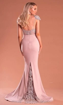 Portia And Scarlett - PS21191 Embroidered V Neck Mermaid Dress