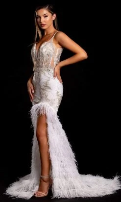 Portia And Scarlett - PS21220 Beaded Appliques Fringe Dress With Slit 10 Portia And Scarlett - PS21220 Beaded Appliques Fringe Dress With Slit