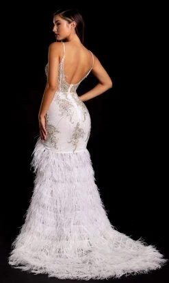 Portia And Scarlett - PS21220 Beaded Appliques Fringe Dress With Slit 9 Portia And Scarlett - PS21220 Beaded Appliques Fringe Dress With Slit