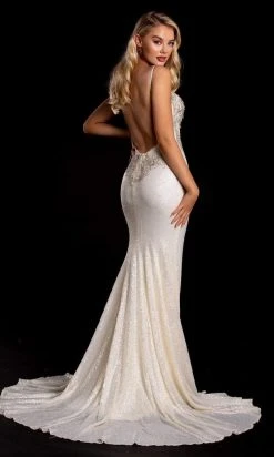 Portia And Scarlett - PS21237 Beaded Backless High Slit Gown