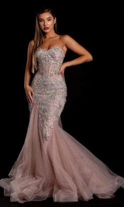 Portia And Scarlett - PS21244 Bedazzled Corseted Long Gown